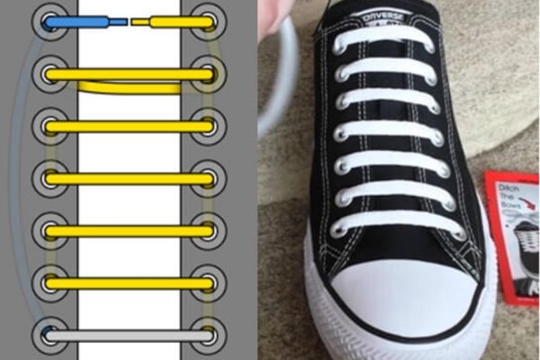 Cách buộc dây giày giấu dây - Cách buộc giấu dây giày kiểu thẳng