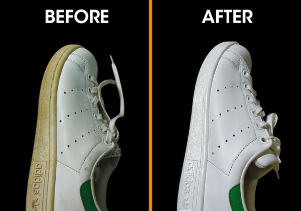 Cách giặt giày trắng - Giày trước và sau khi vệ sinh